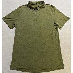 Lululemon Polo Shirt Mens L Green Stretch Golf Sports Short Sleeve Performance